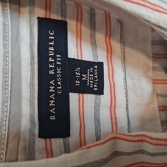 Banana Republic men’s flax linen blend striped button-down shirt size Medium EUC - Picture 3 of 4